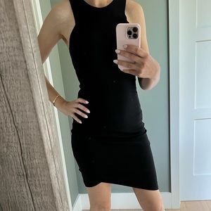 Helmut Lang asymmetrical black mini dress in small